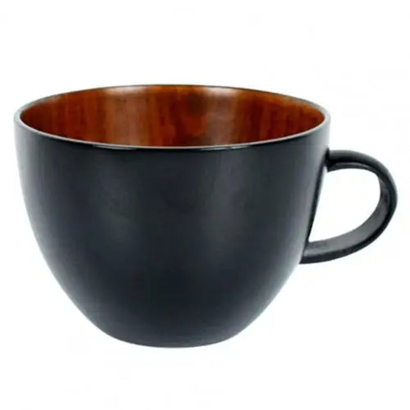 350Ml/500Ml Wooden Cup Easy to Clean Japanese Style Bowl Type Juice Unbreakable Tumbler Mugs with Handle for Home
