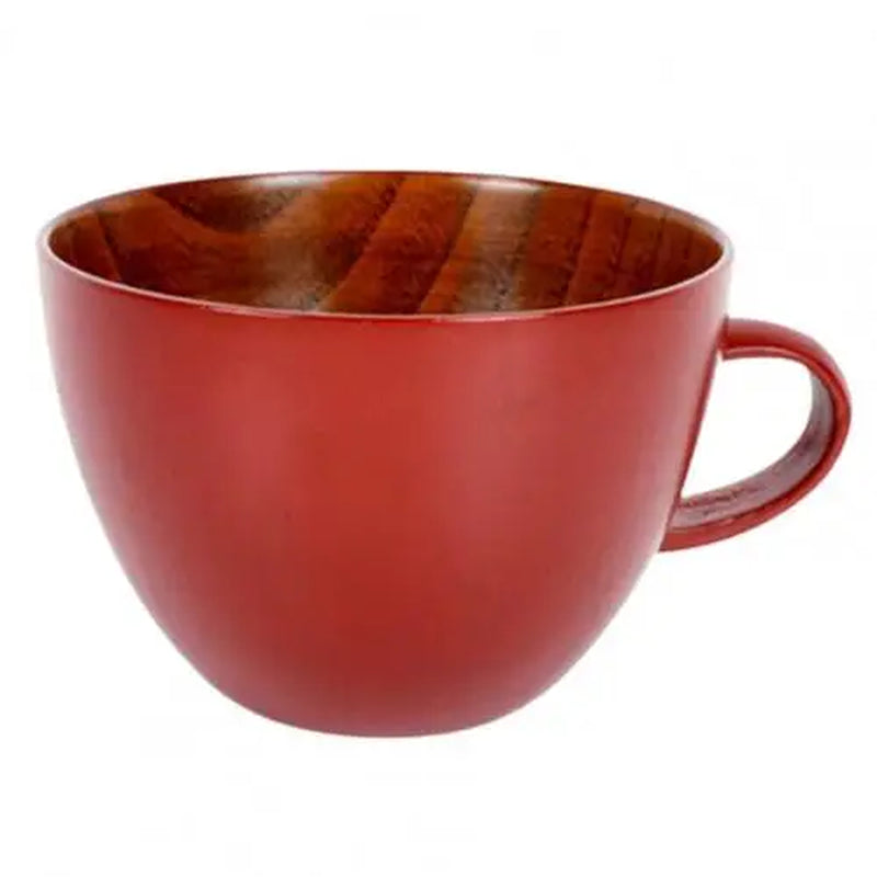 350Ml/500Ml Wooden Cup Easy to Clean Japanese Style Bowl Type Juice Unbreakable Tumbler Mugs with Handle for Home
