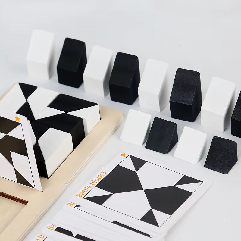 White&Black Building Blocks 2-Player Battle Game Puzzle Tangram Wooden Kids Early Education Toys Children Gift Brain Teaser Game