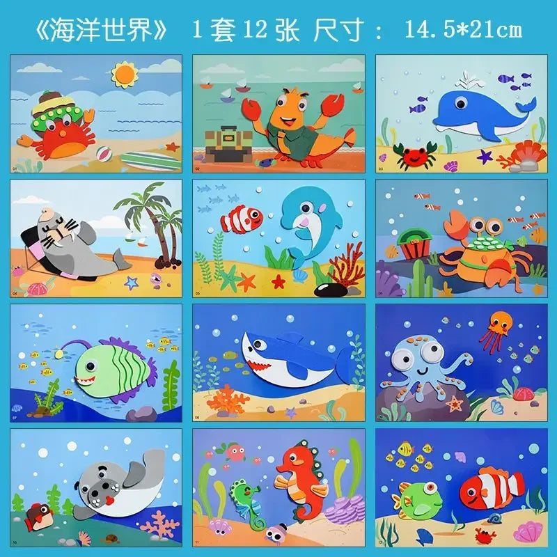Cartoon Eva Sticker Toys Children'S Puzzle Cartoon Colorful Sticker Set Early Childhood Education Diy Handmade Sticker Set