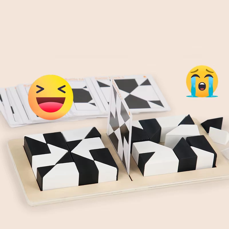 White&Black Building Blocks 2-Player Battle Game Puzzle Tangram Wooden Kids Early Education Toys Children Gift Brain Teaser Game