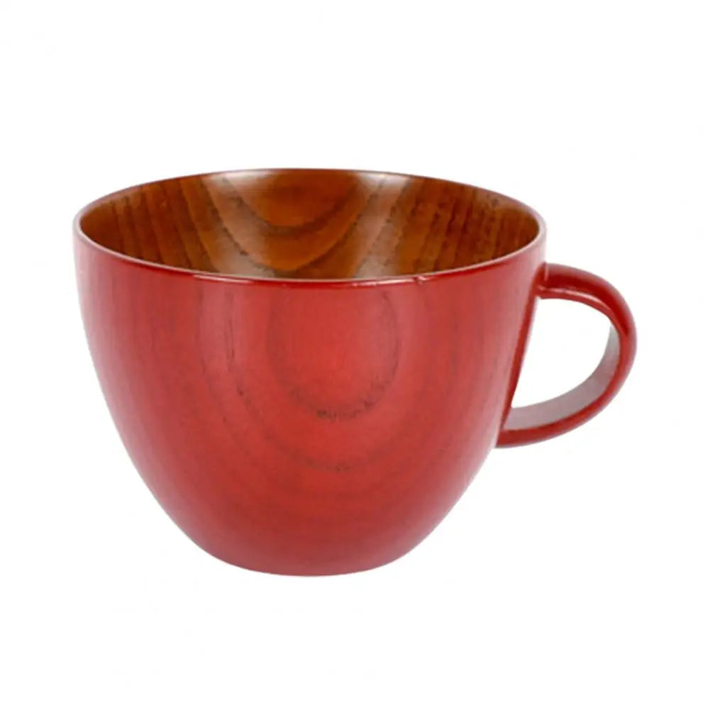 350Ml/500Ml Wooden Cup Easy to Clean Japanese Style Bowl Type Juice Unbreakable Tumbler Mugs with Handle for Home