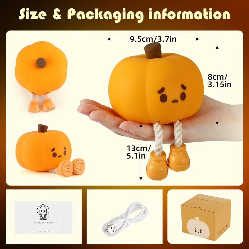 Night Light for Kids Lamp,Soft Silicone Cute Pumpkin Night Light, Dimmable LED Warm Lamp for Room,Halloween Christmas Easter Funny Gifts for Women and Kids,Funny Bedroom Decor Cute Room Decor Toy