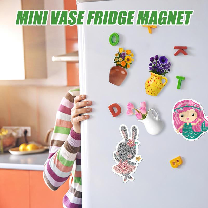 Mini Vase Fridge Magnets, 3D Flower Freezer Magnet, Creative Decorative Plant Holders for Wall or Refrigerator (Excluding Flowers)
