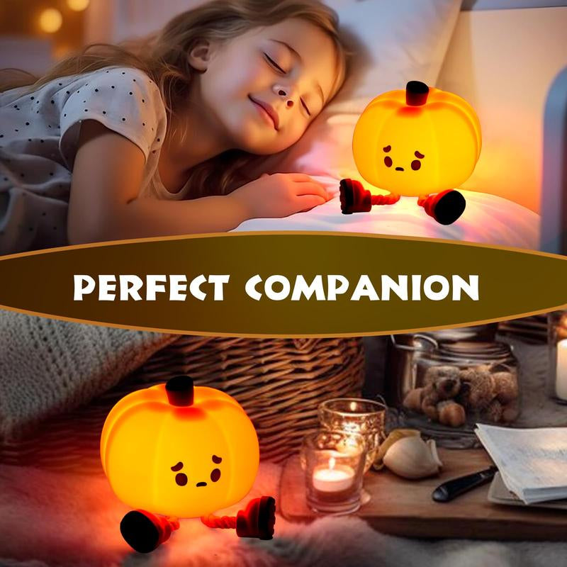 Night Light for Kids Lamp,Soft Silicone Cute Pumpkin Night Light, Dimmable LED Warm Lamp for Room,Halloween Christmas Easter Funny Gifts for Women and Kids,Funny Bedroom Decor Cute Room Decor Toy