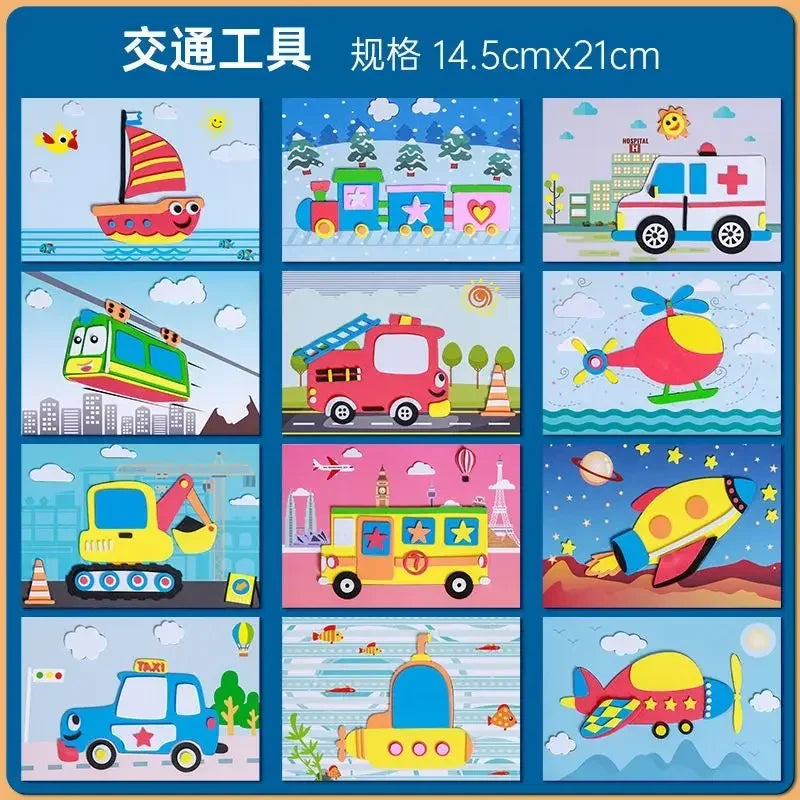 Cartoon Eva Sticker Toys Children'S Puzzle Cartoon Colorful Sticker Set Early Childhood Education Diy Handmade Sticker Set