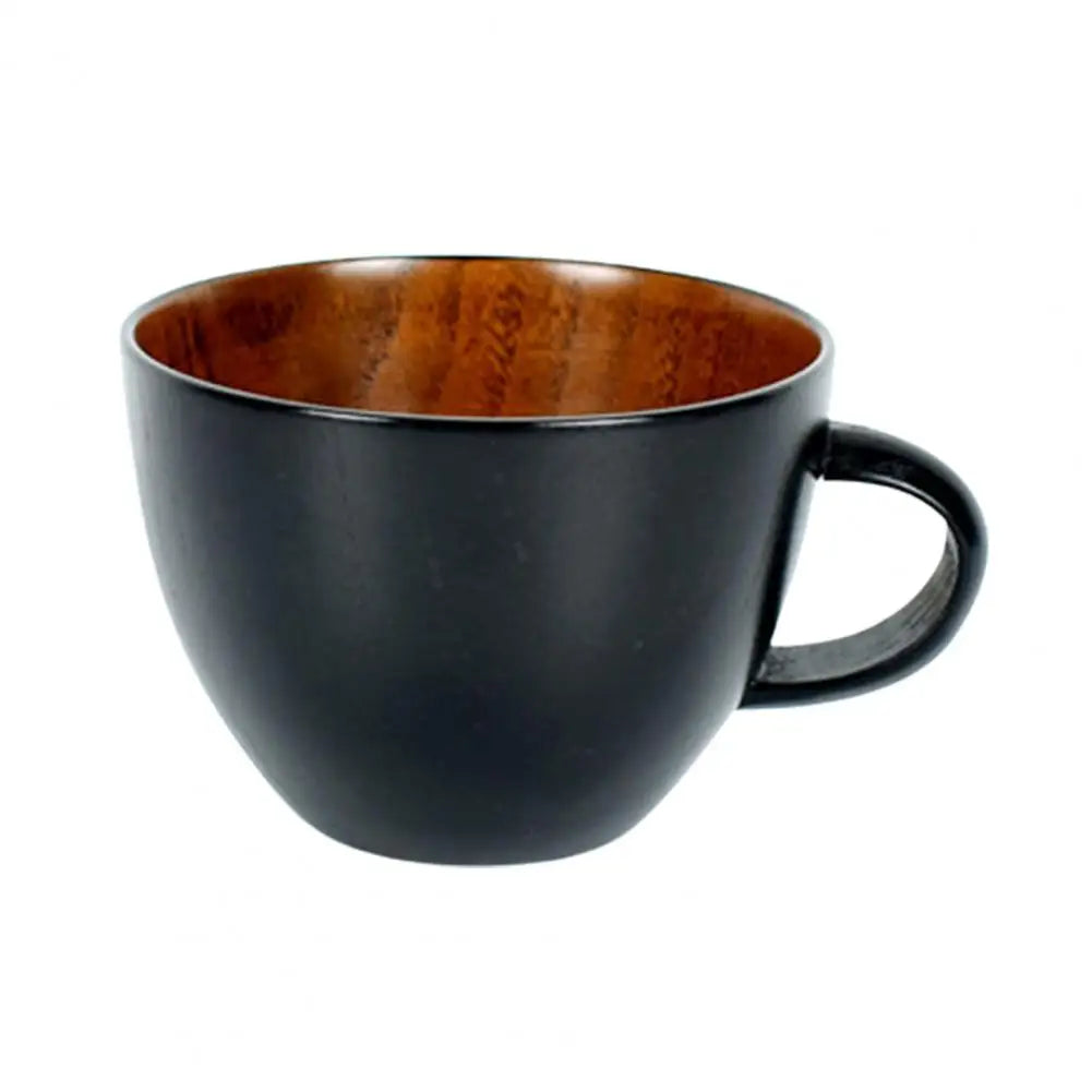 350Ml/500Ml Wooden Cup Easy to Clean Japanese Style Bowl Type Juice Unbreakable Tumbler Mugs with Handle for Home