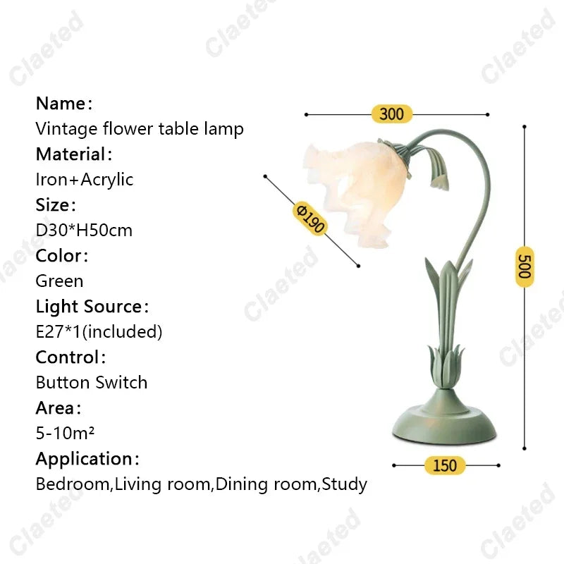 Retro French Romantic Flower Desk Lamp Atmosphere Sense Bedside Table Lights Cream Style Pastoral Country for Home Bedroom