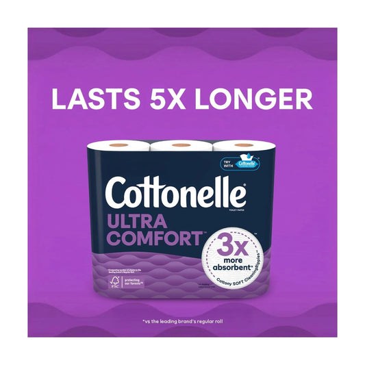 Ultra Comfort Toilet Paper, Soft Toilet Tissue, 12 Mega Rolls