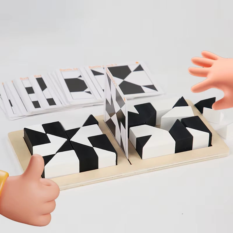 White&Black Building Blocks 2-Player Battle Game Puzzle Tangram Wooden Kids Early Education Toys Children Gift Brain Teaser Game