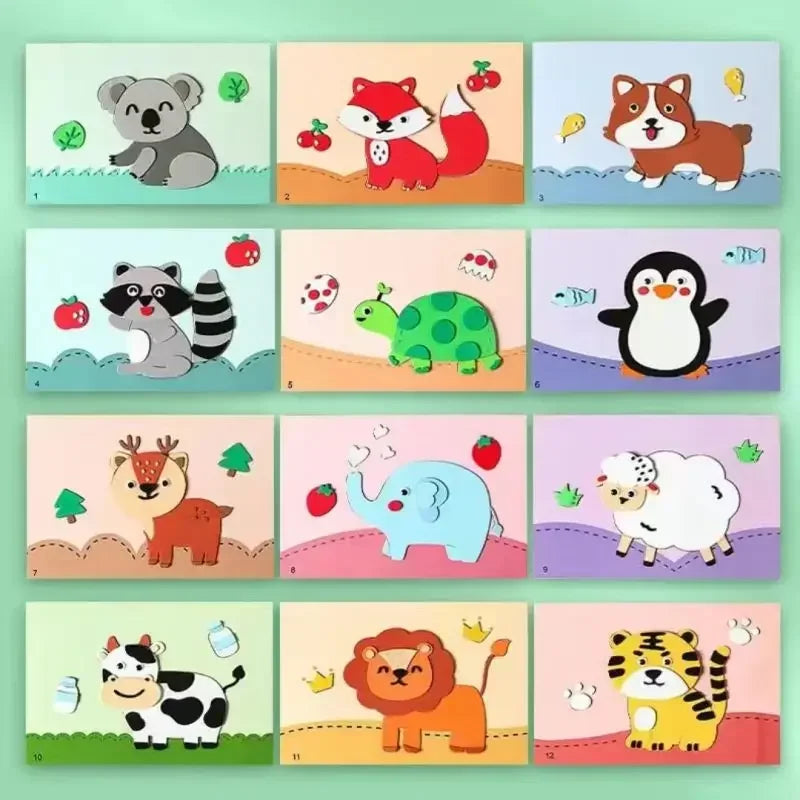 Cartoon Eva Sticker Toys Children'S Puzzle Cartoon Colorful Sticker Set Early Childhood Education Diy Handmade Sticker Set