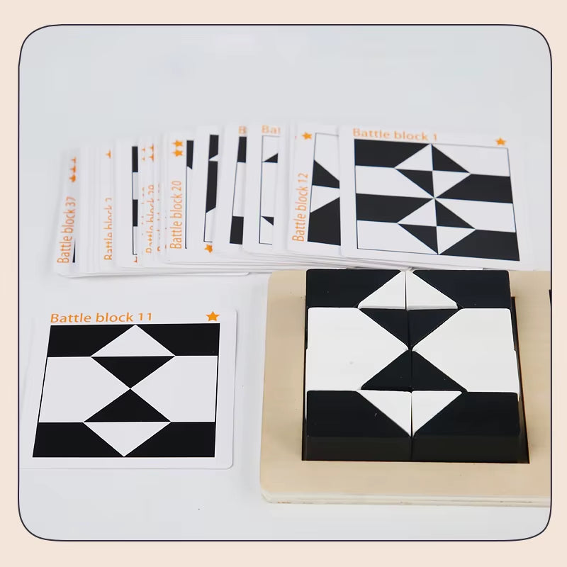 White&Black Building Blocks 2-Player Battle Game Puzzle Tangram Wooden Kids Early Education Toys Children Gift Brain Teaser Game
