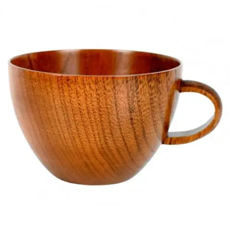 350Ml/500Ml Wooden Cup Easy to Clean Japanese Style Bowl Type Juice Unbreakable Tumbler Mugs with Handle for Home