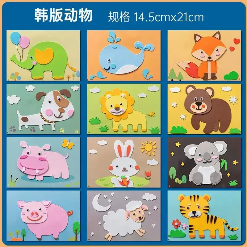 Cartoon Eva Sticker Toys Children'S Puzzle Cartoon Colorful Sticker Set Early Childhood Education Diy Handmade Sticker Set