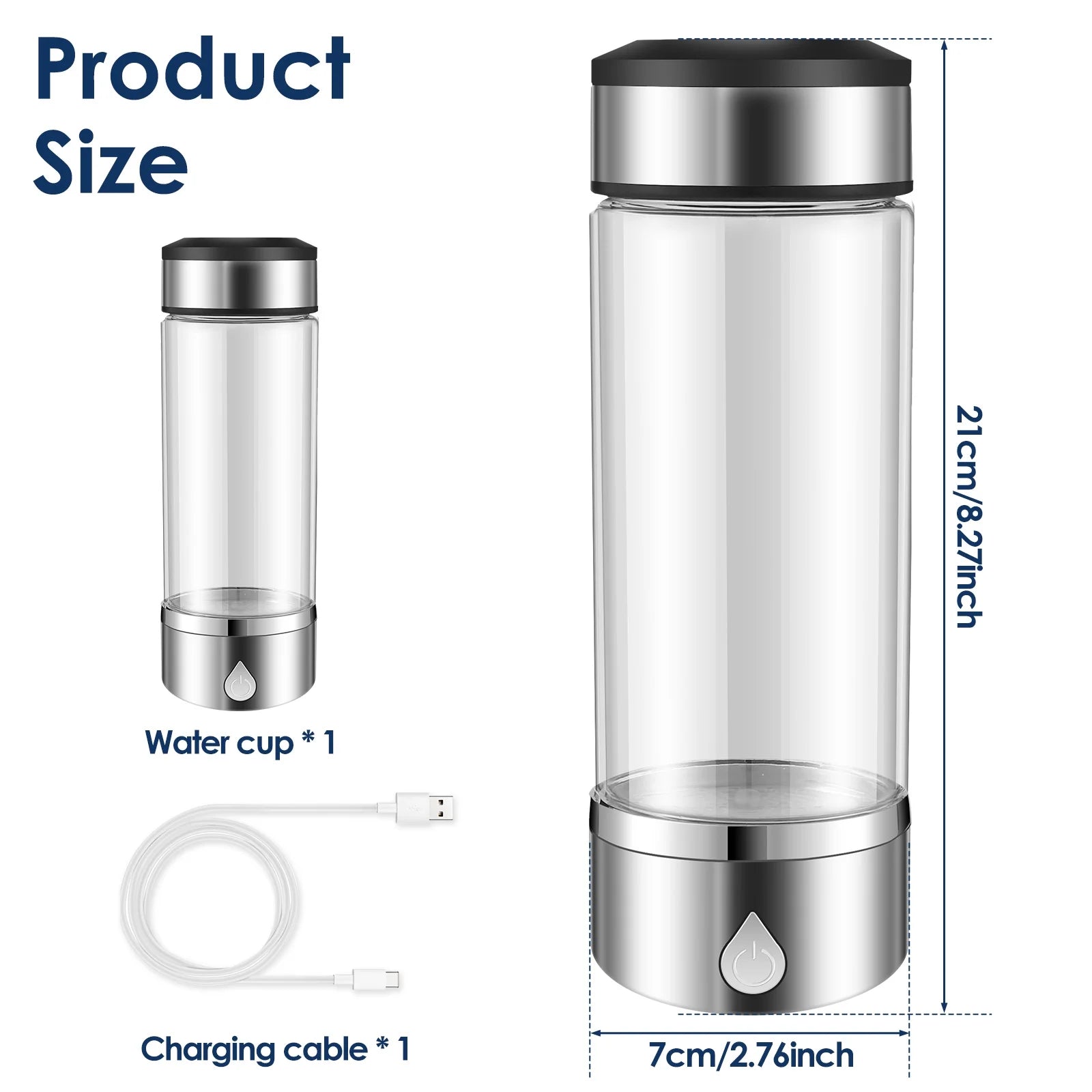 Hydrogen Water Bottle, Portable, Non-Slip, and Good Sealing, 360Ml, Plastic