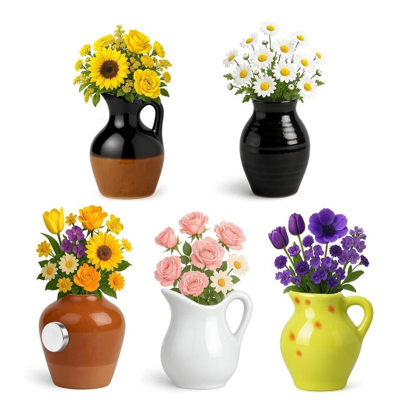 Mini Vase Fridge Magnets, 3D Flower Freezer Magnet, Creative Decorative Plant Holders for Wall or Refrigerator (Excluding Flowers)