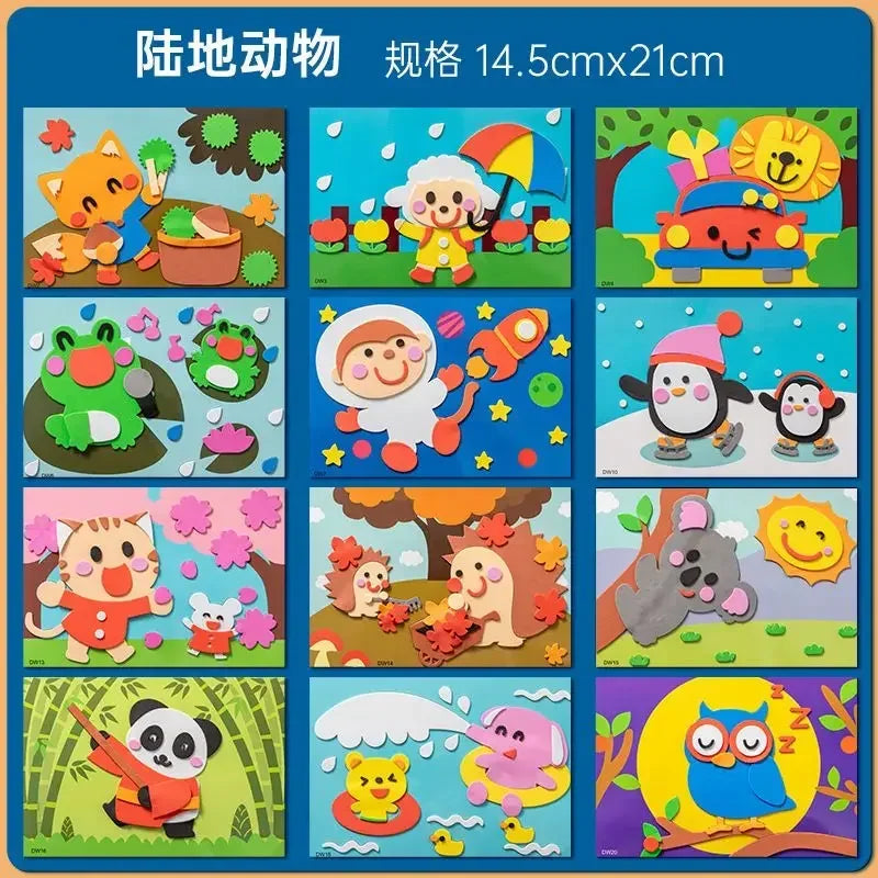 Cartoon Eva Sticker Toys Children'S Puzzle Cartoon Colorful Sticker Set Early Childhood Education Diy Handmade Sticker Set