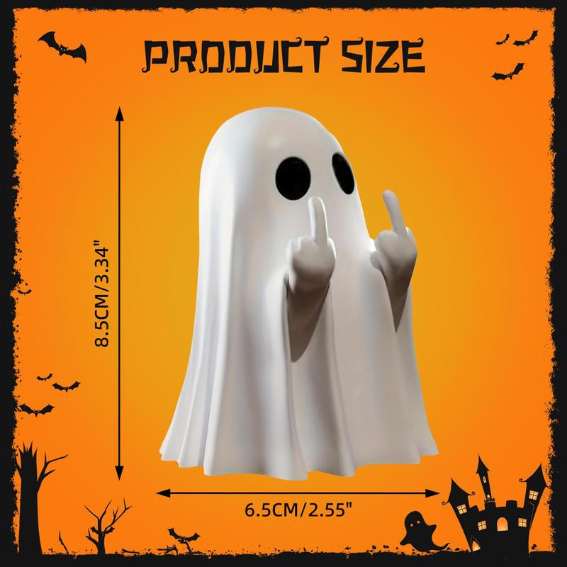 Halloween Ghost Figurine – Spooky Resin Middle Finger Ghost Decor | Cute & Edgy Indoor/Outdoor Halloween Decor for Porch & Home (1 Figurine)