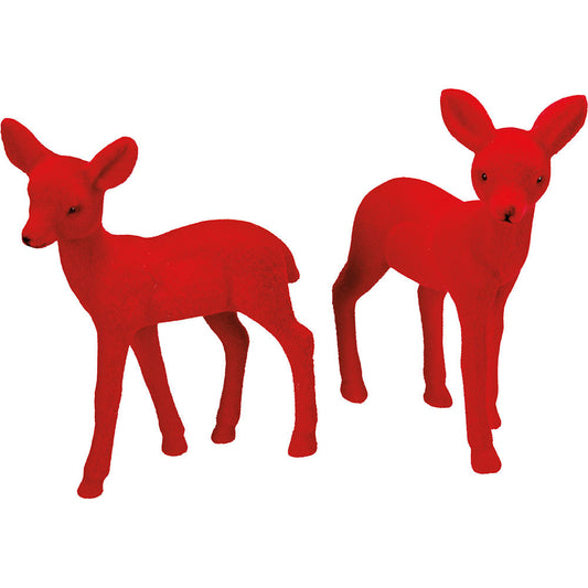 Red Flocked Deer Sitter Set /2-0