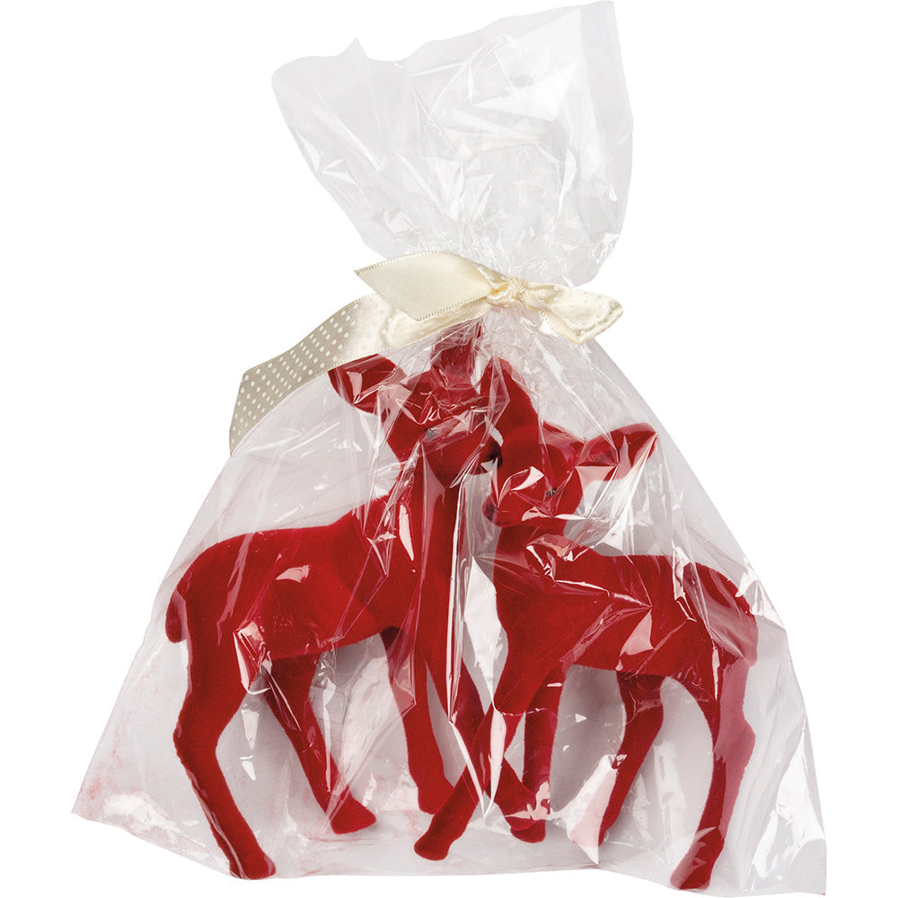 Red Flocked Deer Sitter Set /2-1